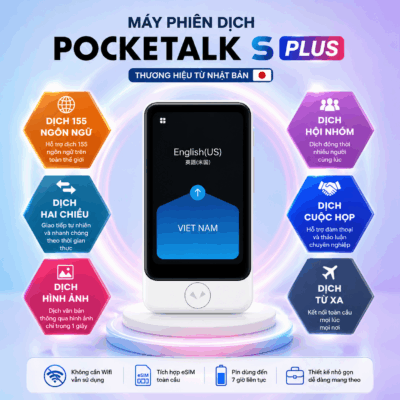 Máy Phiên Dịch Pocketalk S Plus – Máy Phiên Dịch của Nhật Bản (phiên bản nâng cấp của Pocketalk Plus)