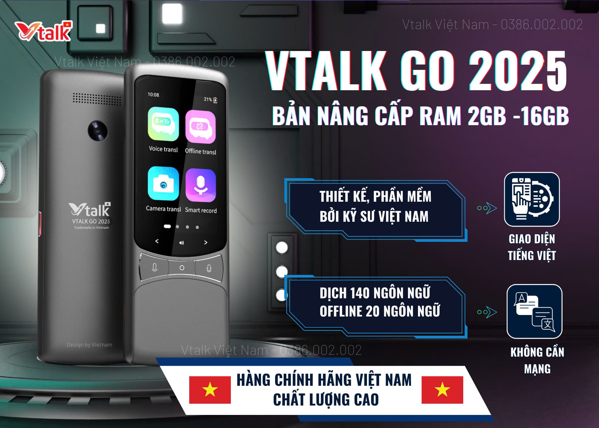 Máy Phiên Dịch VTalk Go 2025 - Máy Phiên Dịch Mang Thương Hiệu Việt Nam