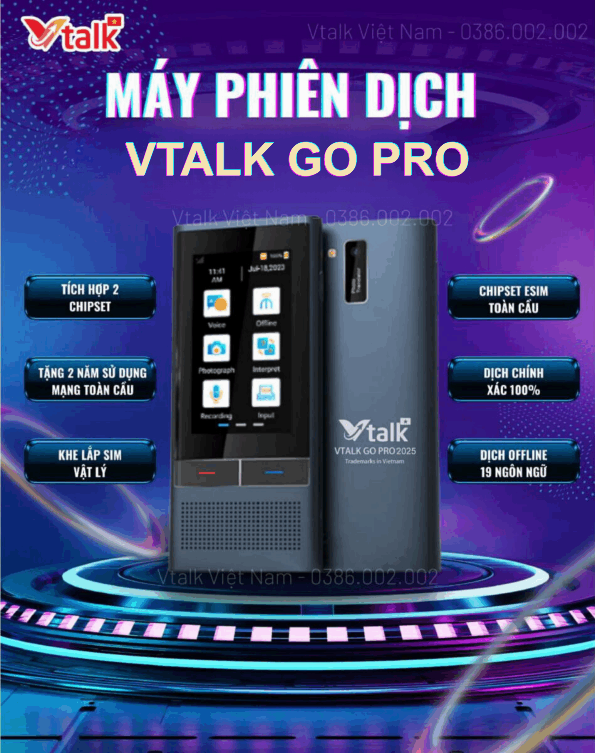 Máy Phiên Dịch VTalk Go Pro 2026 – Máy Phiên Dịch Mang Thương Hiệu Việt Nam Được Tích Hợp Esim Dùng Toàn Cầu