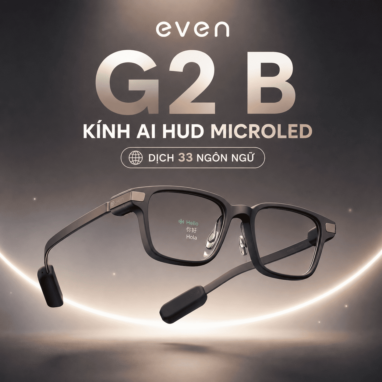 Even G2 B – Kính AI HUD MicroLED, Dịch 33 Ngôn Ngữ Even G2 B – Kính AI HUD MicroLED, Dịch 33 Ngôn Ngữ