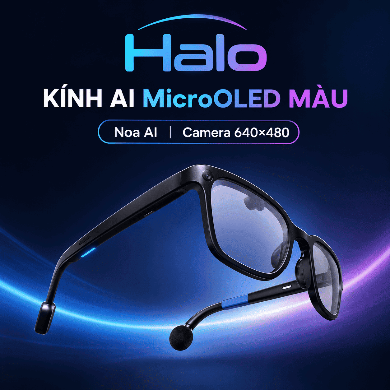 Halo – Kính AI MicroOLED Màu, Noa AI, Camera 640×480 Halo – Kính AI MicroOLED Màu, Noa AI, Camera 640×480