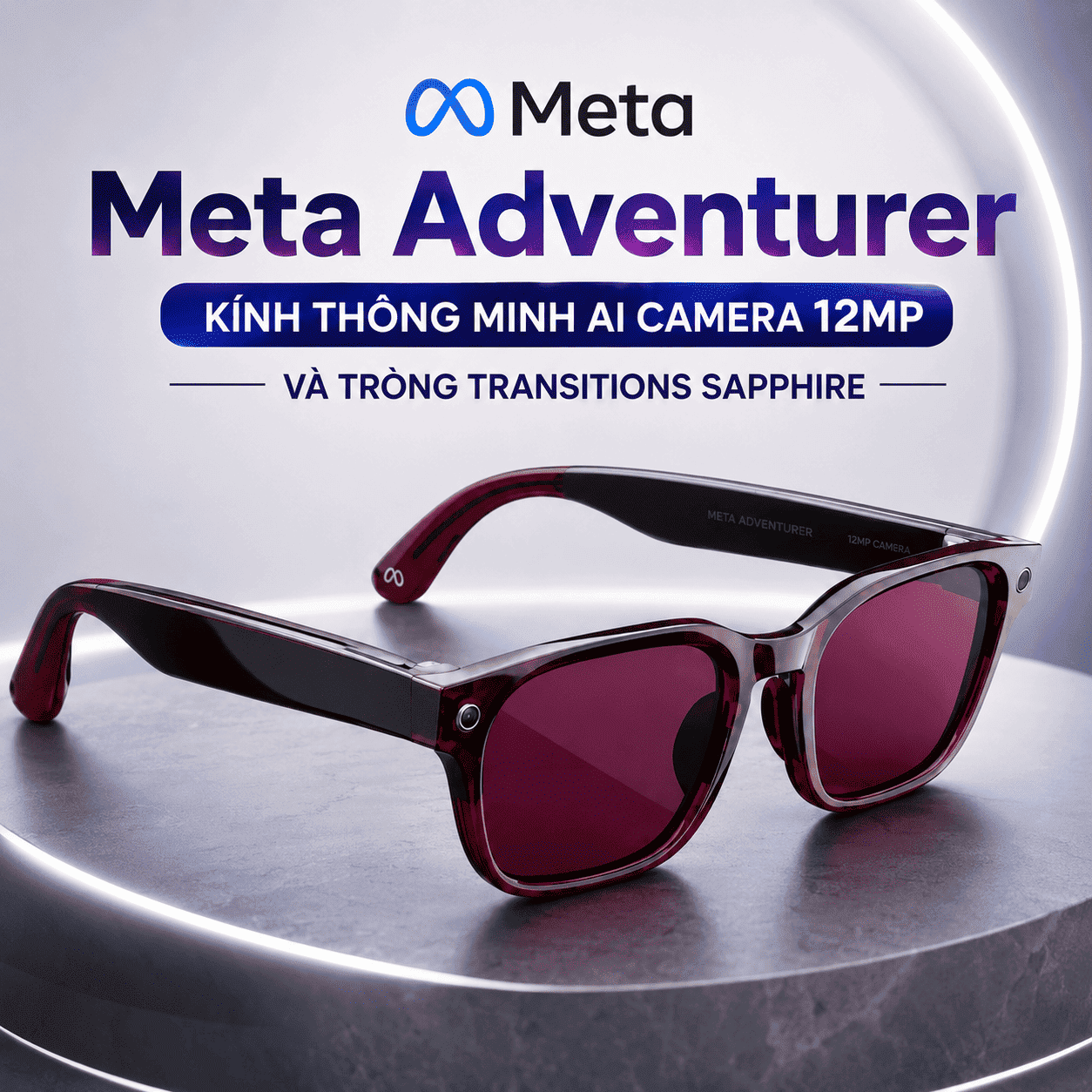 Meta Adventurer – Kính Thông Minh AI Camera 12MP Và Tròng Transitions Sapphire Meta Adventurer – Kính Thông Minh AI Camera 12MP Và Tròng Transitions Sapphire
