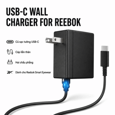 Củ sạc tường USB-C Lucyd Reebok – Cáp liền và cấp nguồn thuận tiện