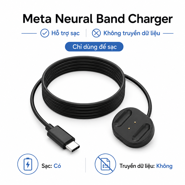 Bộ sạc Meta Neural Band Charger – Sạc chuyên dụng và kết nối USB-C gọn nhẹ Bộ sạc Meta Neural Band Charger – Sạc chuyên dụng và kết nối USB-C gọn nhẹ