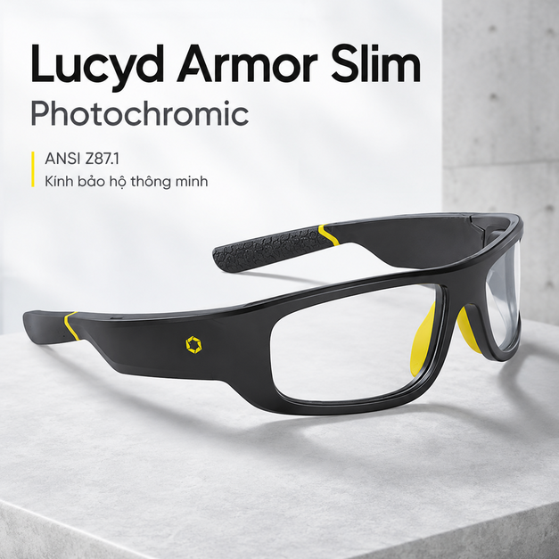 Kính bảo hộ thông minh Lucyd Armor Slim Photochromic – Tròng đổi màu và bảo hộ ANSI Z87.1 Kính bảo hộ thông minh Lucyd Armor Slim Photochromic – Tròng đổi màu và bảo hộ ANSI Z87.1