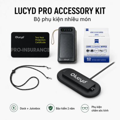 Bộ phụ kiện Lucyd Pro Accessory Kit – Sạc linh hoạt và bổ sung bảo vệ cho kính