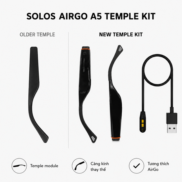 Càng kính thông minh Solos AirGo A5 Temple Kit
