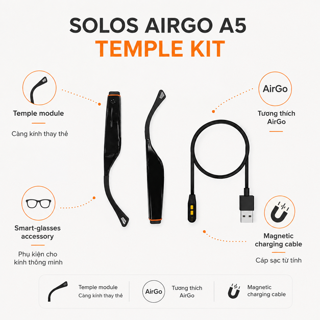 Càng kính thông minh Solos AirGo A5 Temple Kit