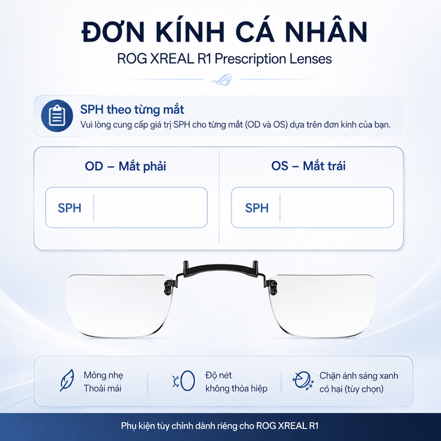 Tròng kính cận ROG XREAL R1 Prescription Lenses