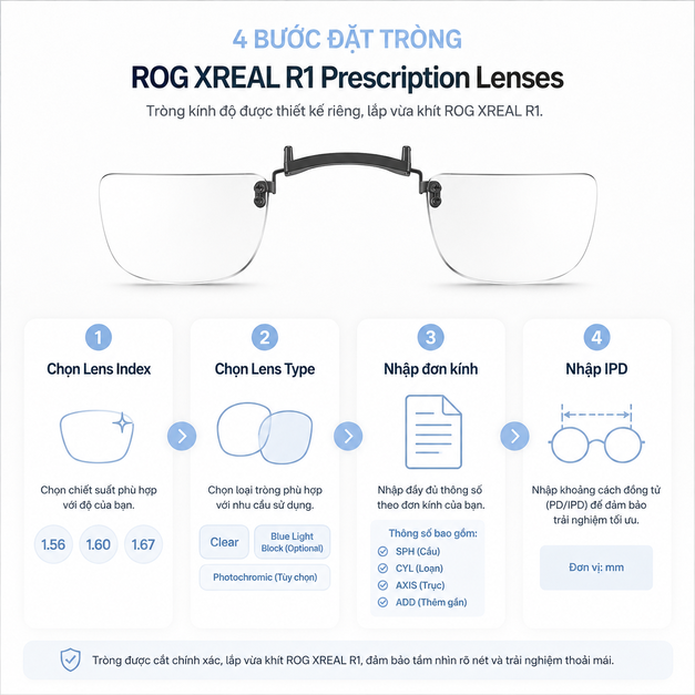 Tròng kính cận ROG XREAL R1 Prescription Lenses