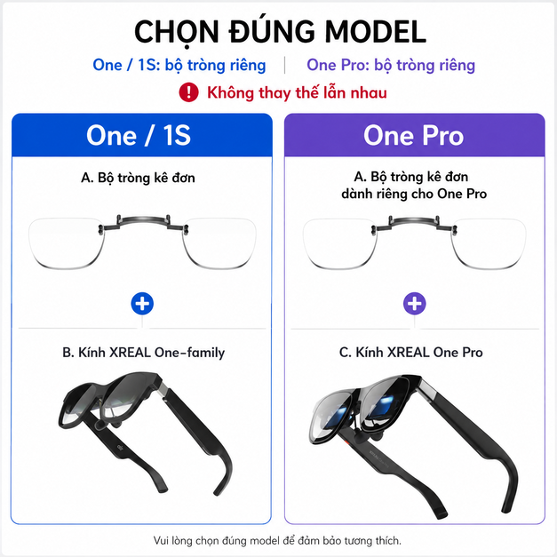Tròng kính cận XREAL One / 1S Prescription Lenses