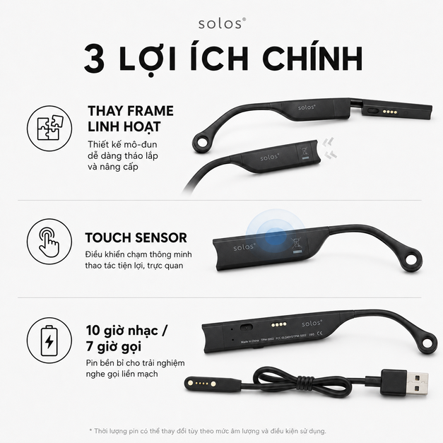Bộ càng kính Solos AirGo 2 Temples Kit