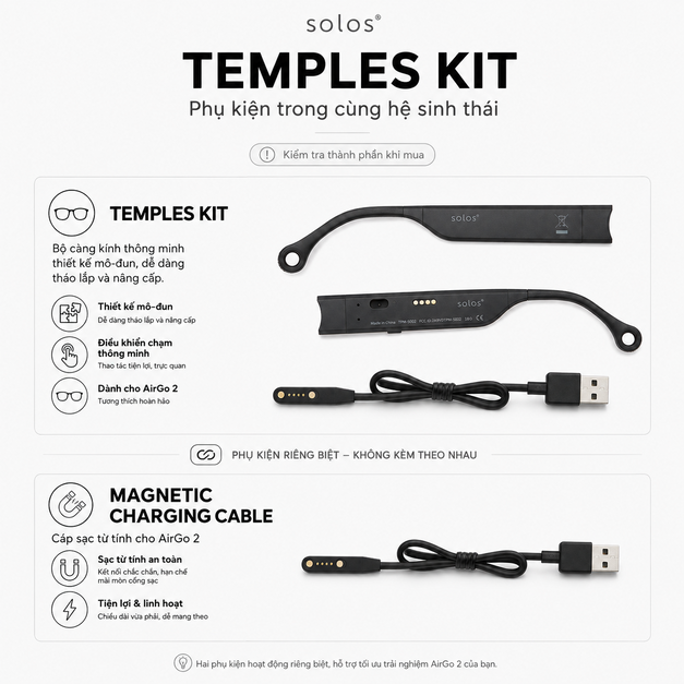 Bộ càng kính Solos AirGo 2 Temples Kit