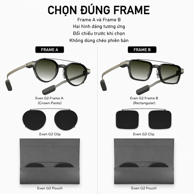 Bộ clip-on kính râm Even G2 Clip & Pouch
