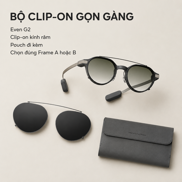 Bộ clip-on kính râm Even G2 Clip & Pouch