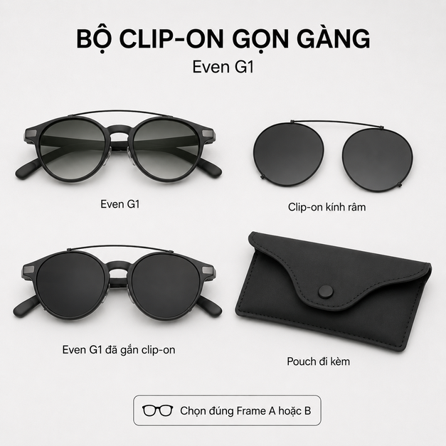 Bộ clip-on kính râm Even G1 Clip & Pouch