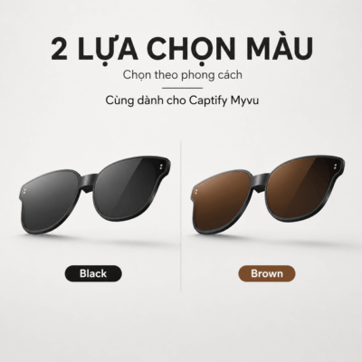 Clip-on kính râm Sunglass Clip-On for Captify Myvu – Black/Brown và hỗ trợ quan sát ngoài trời