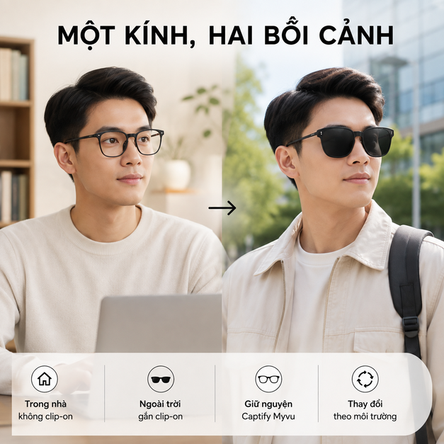 Clip-on kính râm Sunglass Clip-On for Captify Myvu