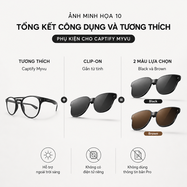 Clip-on kính râm Sunglass Clip-On for Captify Myvu