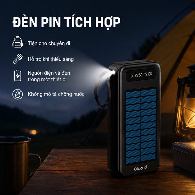Pin dự phòng năng lượng mặt trời Lucyd Juicebox 20,000 mAh