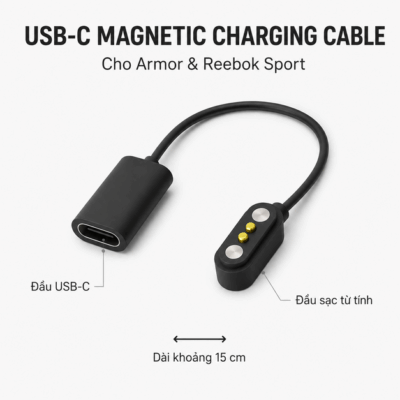 Cáp sạc từ tính USB-C Lucyd Armor & Reebok Sport – Kết nối chắc chắn và sạc linh hoạt