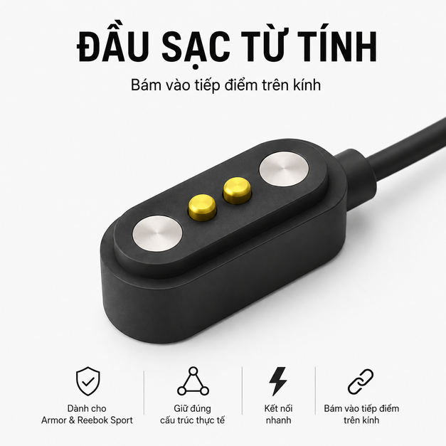 Cáp sạc từ tính USB-C Lucyd Armor & Reebok Sport