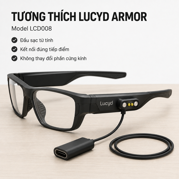 Cáp sạc từ tính USB-C Lucyd Armor & Reebok Sport