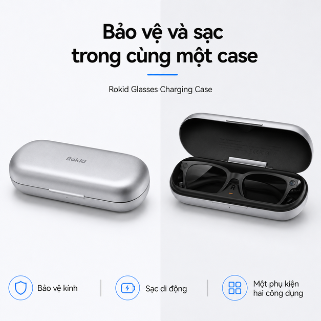Hộp sạc Rokid Glasses Charging Case – Pin 3150mAh và sạc nhanh cho bản Display Hộp sạc Rokid Glasses Charging Case – Pin 3150mAh và sạc nhanh cho bản Display