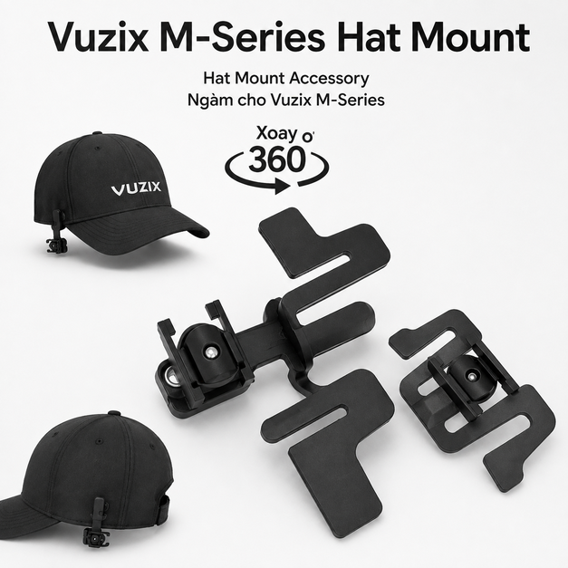 Ngàm mũ Vuzix M-Series Hat Mount – Xoay 360° và đeo kính linh hoạt Ngàm mũ Vuzix M-Series Hat Mount – Xoay 360° và đeo kính linh hoạt