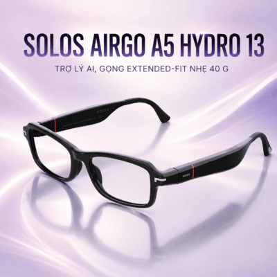 Kính thông minh Solos AirGo A5 Hydro 13 – Trợ lý AI, gọng Extended-Fit nhẹ 40 g