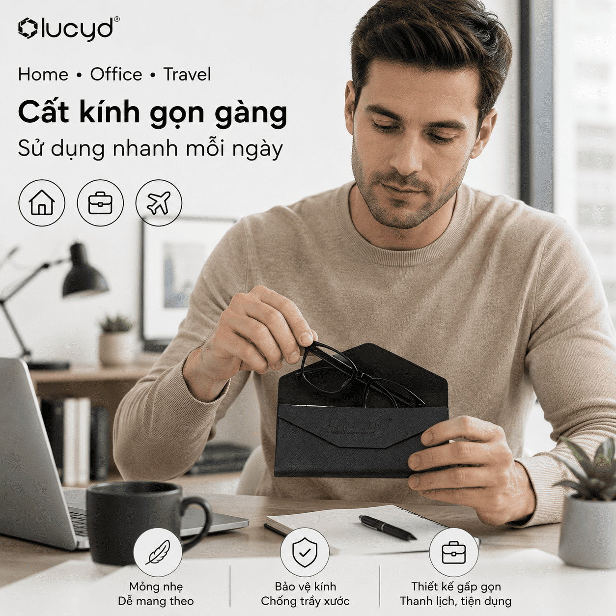 Hộp đựng kính gập phẳng Lucyd